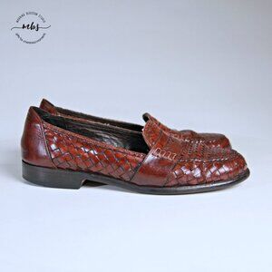 Bragano Woven Leather Italian Loafers Brown Men 8